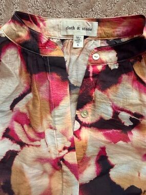 NWOT Anthropologie ‘cloth & stone’ Plum Peach Floral Watercolor Blouse,